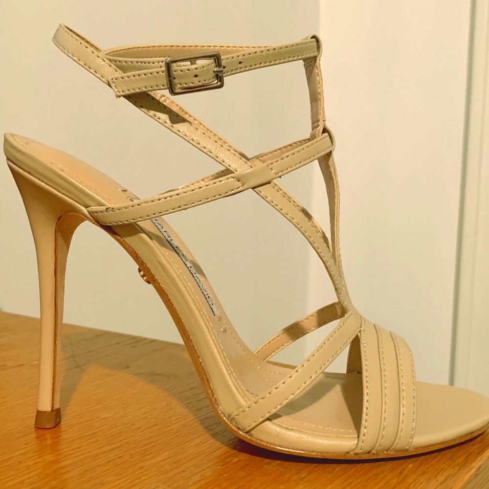Charles David Strappy Nude Leather Stiletto